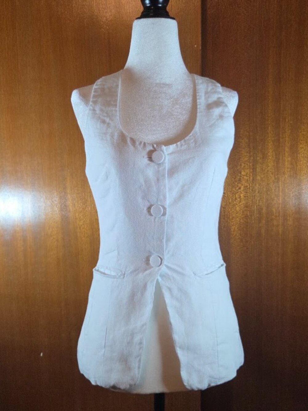 Madewell White 100% Linen Button-Up Tailored Vest - Size 00 - Picture 5 of 10